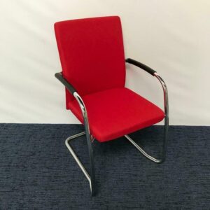 Vergaderstoel, rood, chrome slede