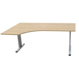 Wingbureau met gebruikt merk onderstel en nieuw blad naar keuze, 180 x 120/80 cm.