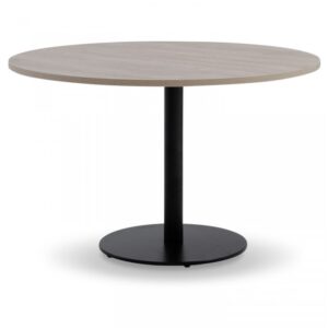 Vergadertafel, rond blad, zwarte trompetpoot, Ø 120 cm.