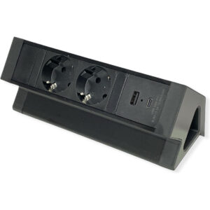 Opbouwstekkerdoos, zwart met USB-A/C charger