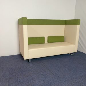 Akoestisch bankstel, crème/groen, H 135 x B 205 x D 84 cm.