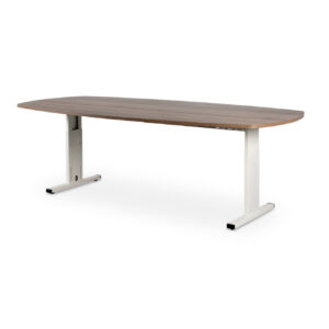 Vergadertafel Deens ovaal, 300 x 120 cm, nieuw blad, gebruikt onderstel