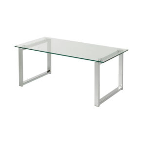 Glazen bijzettafel, H50 x B100 x D40 cm.